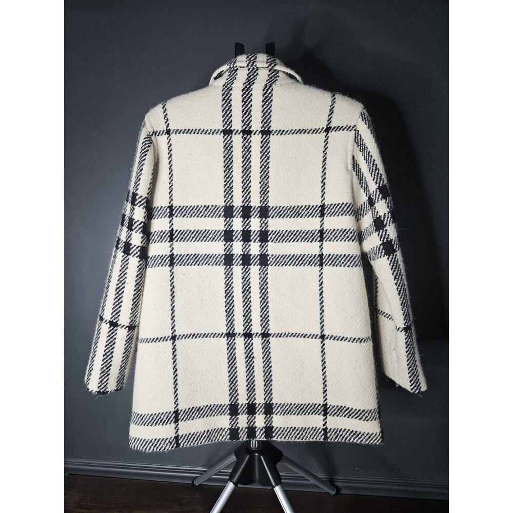 Burberry White Cream Ivory Black Plaid London England Coat Womens Size 6 - Picture 2 of 11